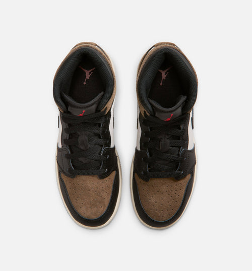 Air Jordan 1 Mid Grade School Lifestyle Shoe - Black/Phantom/University Red/Palomino