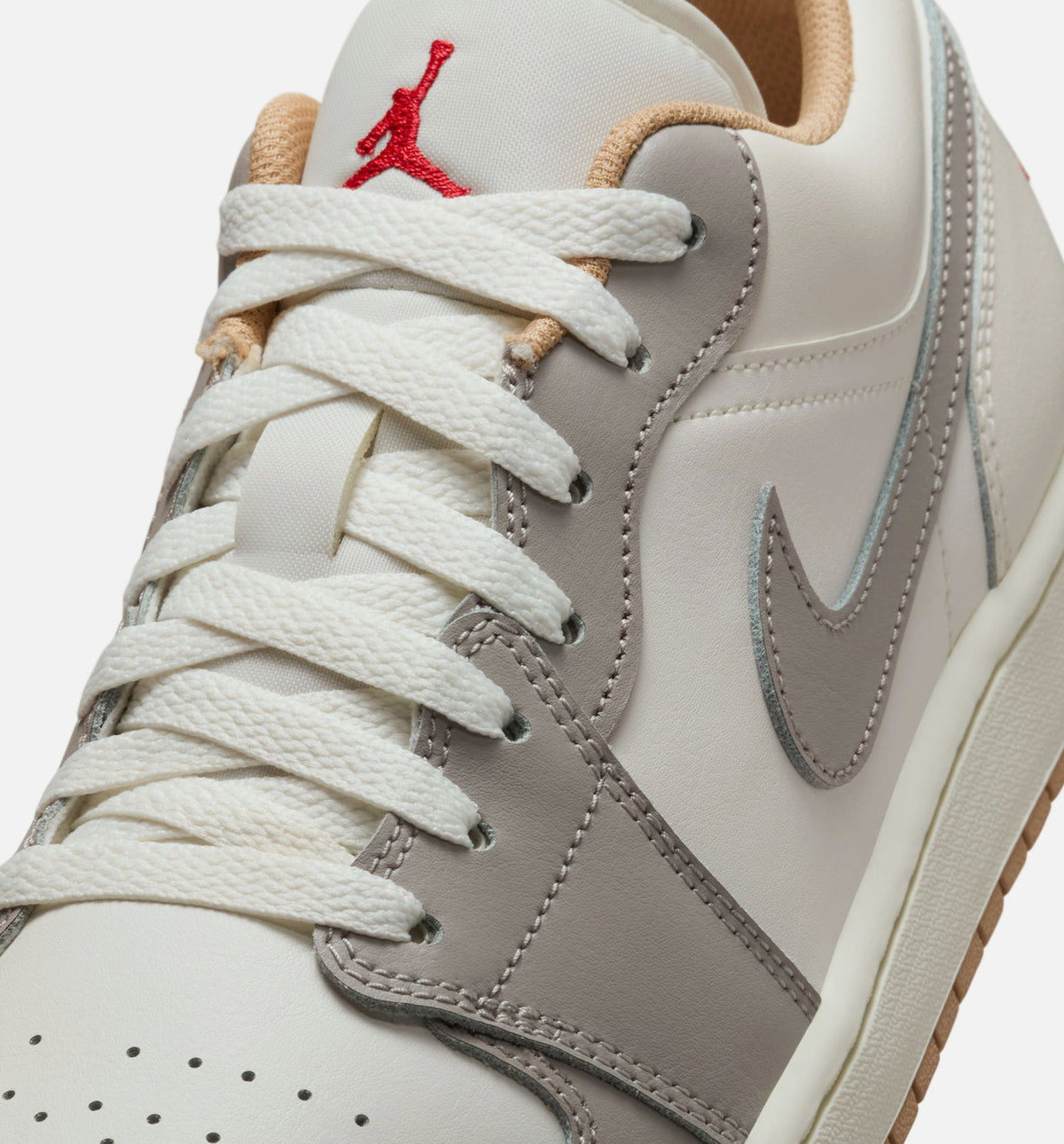 Air Jordan 1 Low Men's Lifestyle Shoe - Sail/Fire Red/College Grey/Hemp