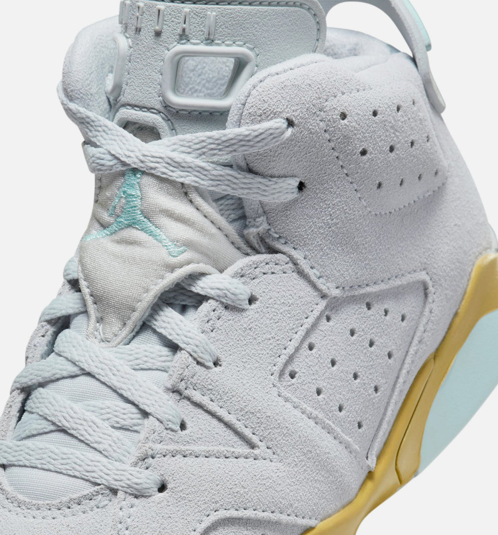 Air Jordan 6 Retro Pearl Preschool Lifestyle Shoe - Pure Platinum/Glacier Blue/Metallic Gold