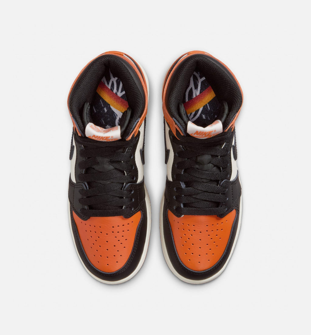 Air Jordan 1 Retro High OG Shattered Backboard Grade School Lifestyle Shoe - Black/Black/Sail/Starfish