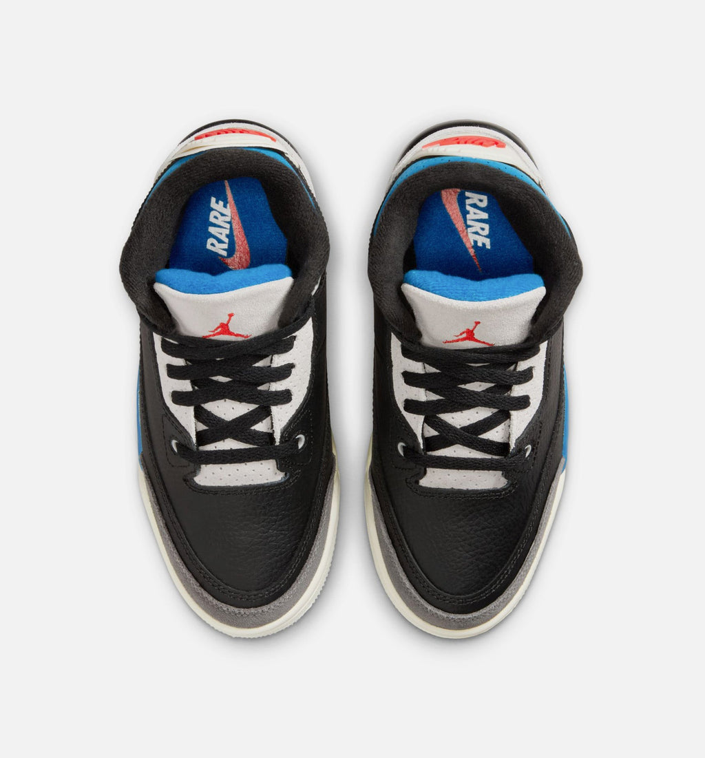 Air Jordan 3 Retro OG Rare Air Preschool Lifestyle Shoe - Black/Chile Red/Neutral Grey