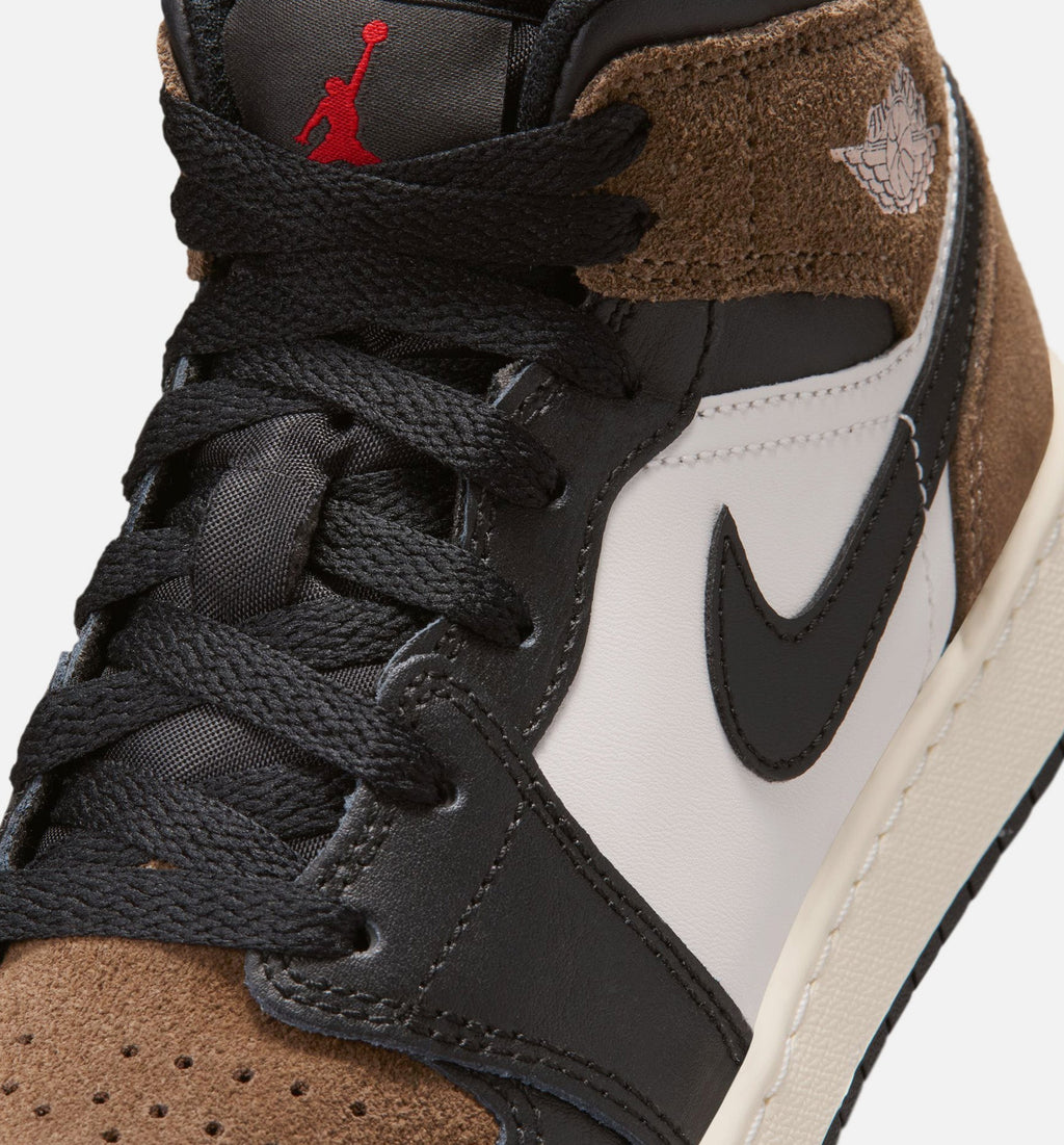 Air Jordan 1 Mid Grade School Lifestyle Shoe - Black/Phantom/University Red/Palomino