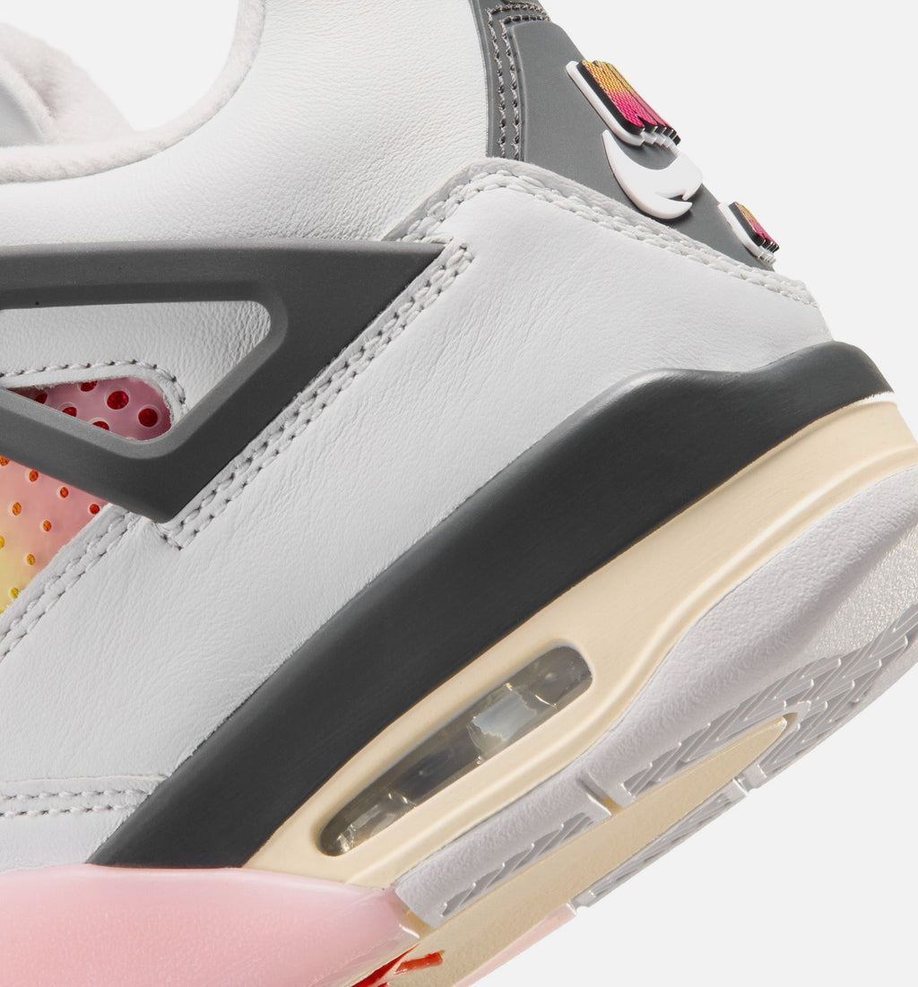Air Jordan 4 Retro Comic Grade School Lifestyle Shoe - Off White/Fire Pink/Anthracite