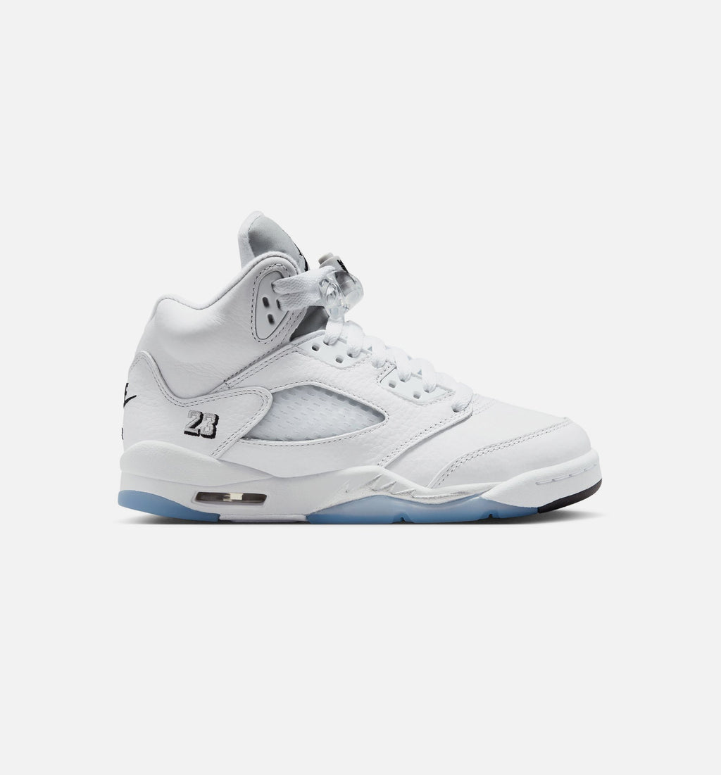 Air Jordan 5 Retro OG White Metallic Grade School Lifestyle Shoe - White/Black/Metallic Silver