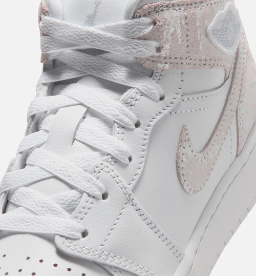 Air Jordan 1 Mid SE Grade School Lifestyle Shoe - WhiteField Silver