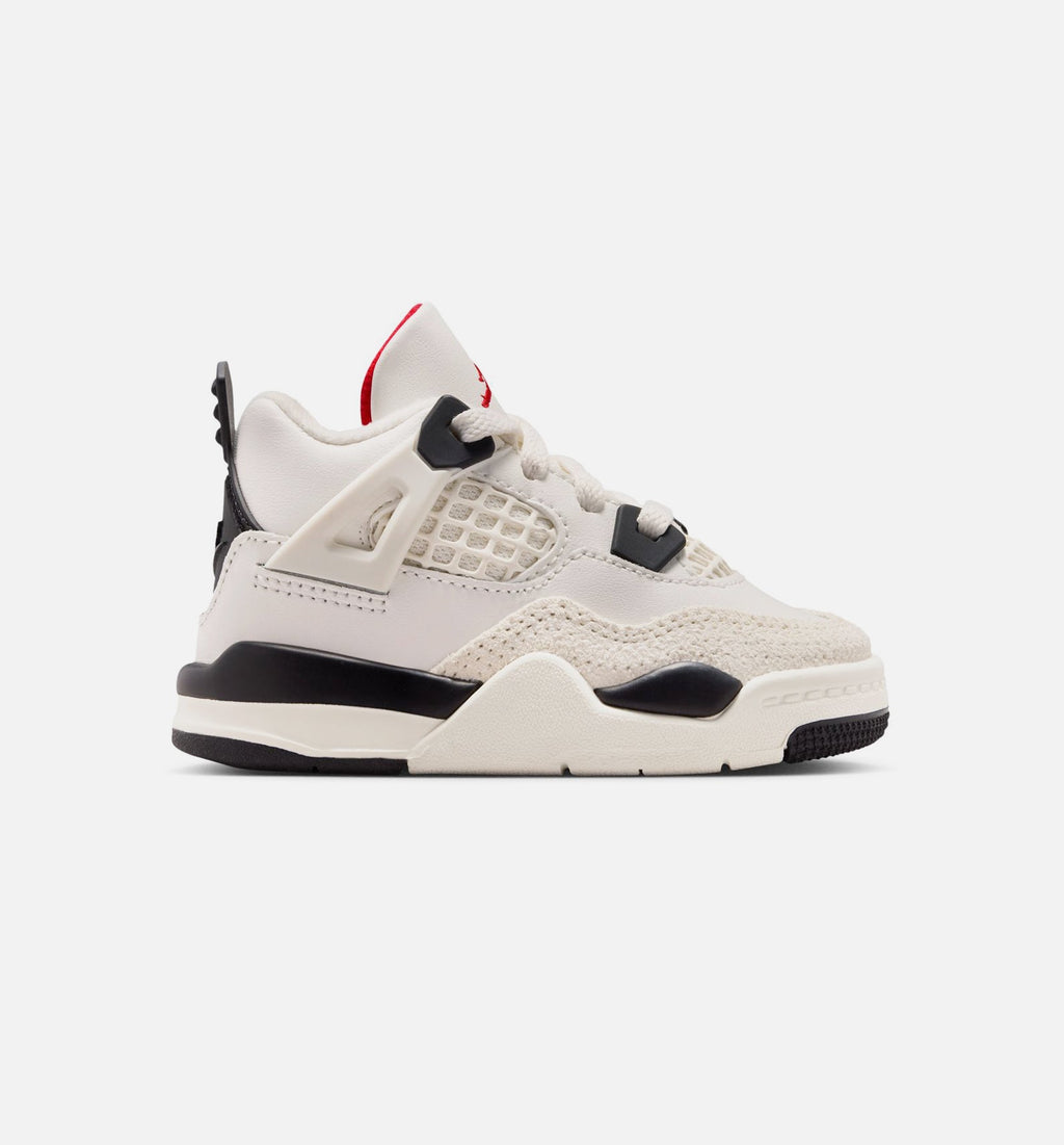 Air Jordan 4 Retro Flight Club Infant/Toddler Lifestyle Shoe - Sail/Black/University Red