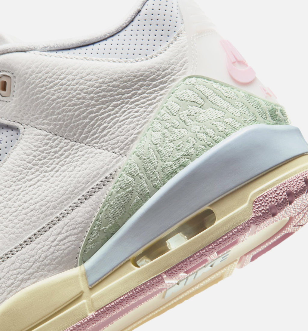 Air Jordan 3 Retro Sail And Jade Aura Men's Lifestyle Shoe - Sail/Jade Aura/Aura/Iced Carmine