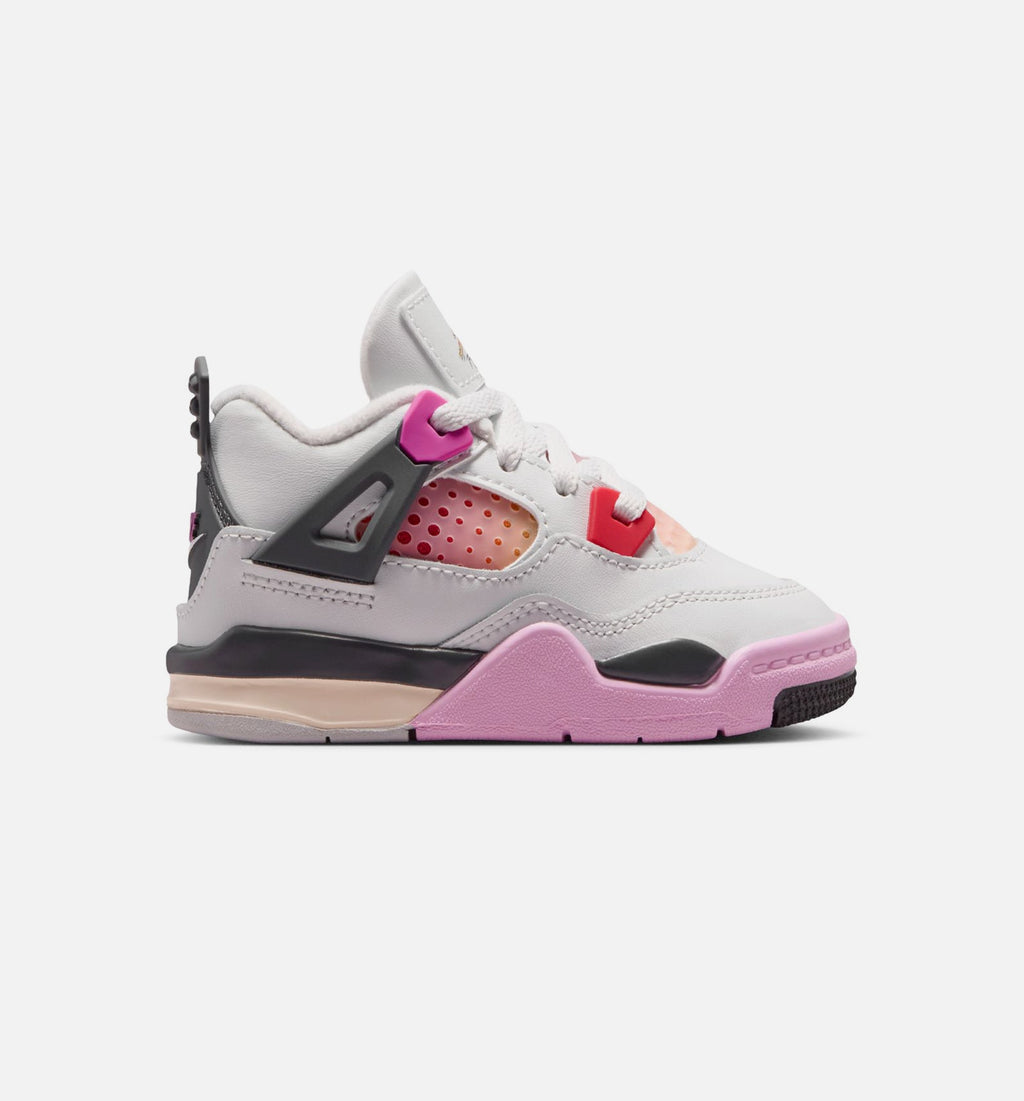 Air Jordan 4 Retro Comic Infant/Toddler Lifestyle Shoe - Off White/Fire Pink/Anthracite