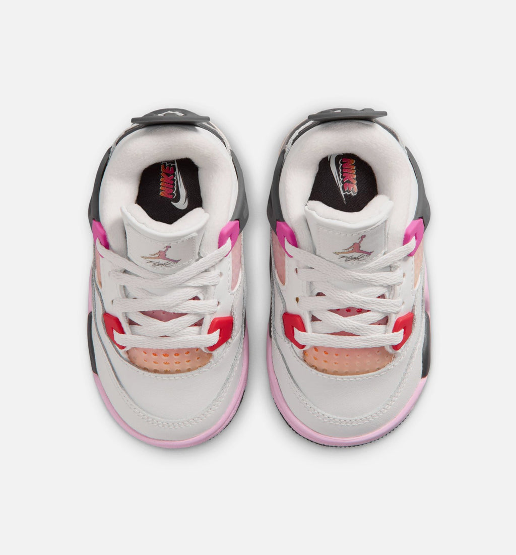 Air Jordan 4 Retro Comic Infant/Toddler Lifestyle Shoe - Off White/Fire Pink/Anthracite