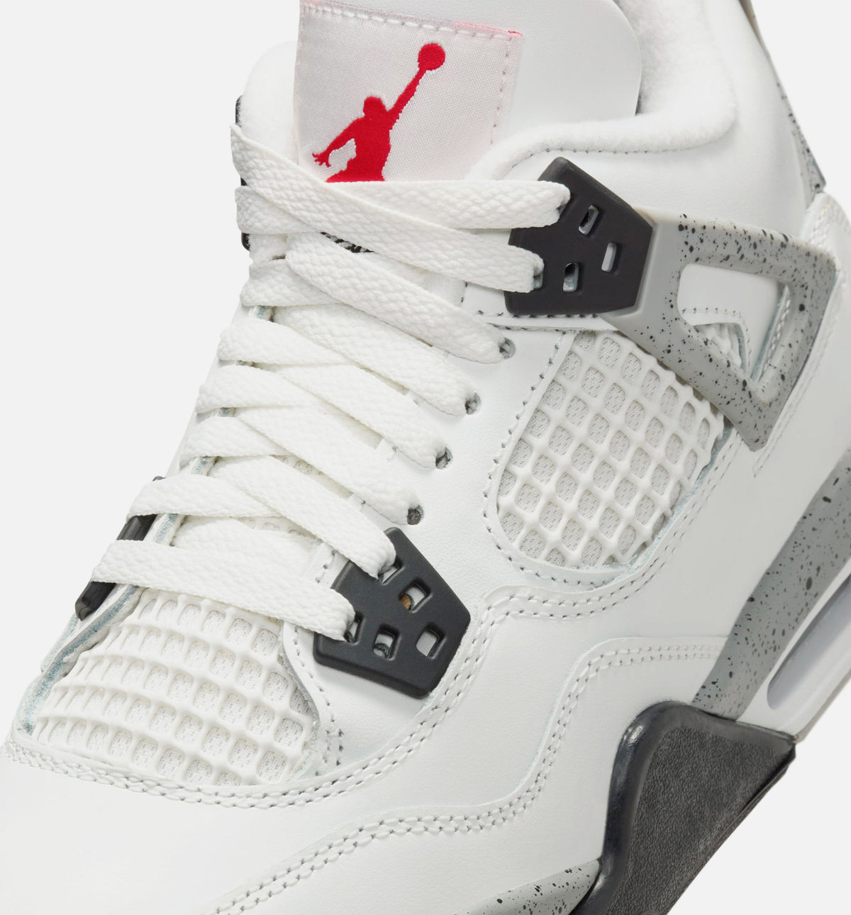 Air Jordan 4 Retro White Cement Grade School Lifestyle Shoe - Summit White/Fire Red/Cement Grey/Black