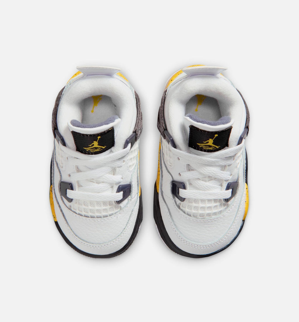 Air Jordan 4 Retro Rare Air Tour Yellow Infant/Toddler Lifestyle Shoe - White/Dark Blue Grey/Black/Tour Yellow